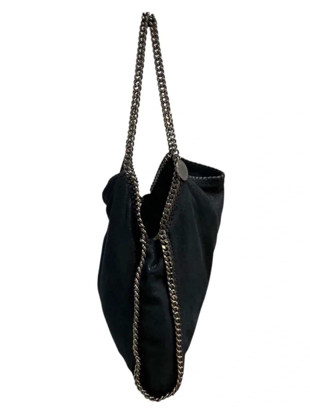 STELLA MCCARTNEY NAVY BLUE FALABELLA FAUX LEATHER SHAGGY DEER TOTE BAG